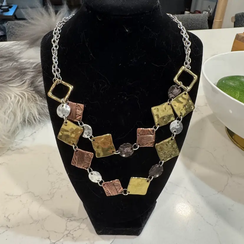 🪹Vintage Geometric Mixed Metal Necklace
