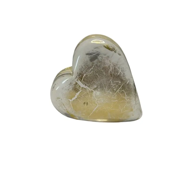 Randy Strong 1994 Signed Gold Flecked Heart Shaped Paperweight @3x2 1/2