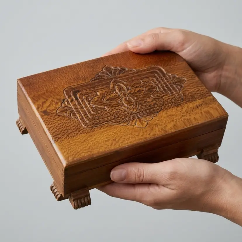 Vintage Wooden Trinket Box 1950S