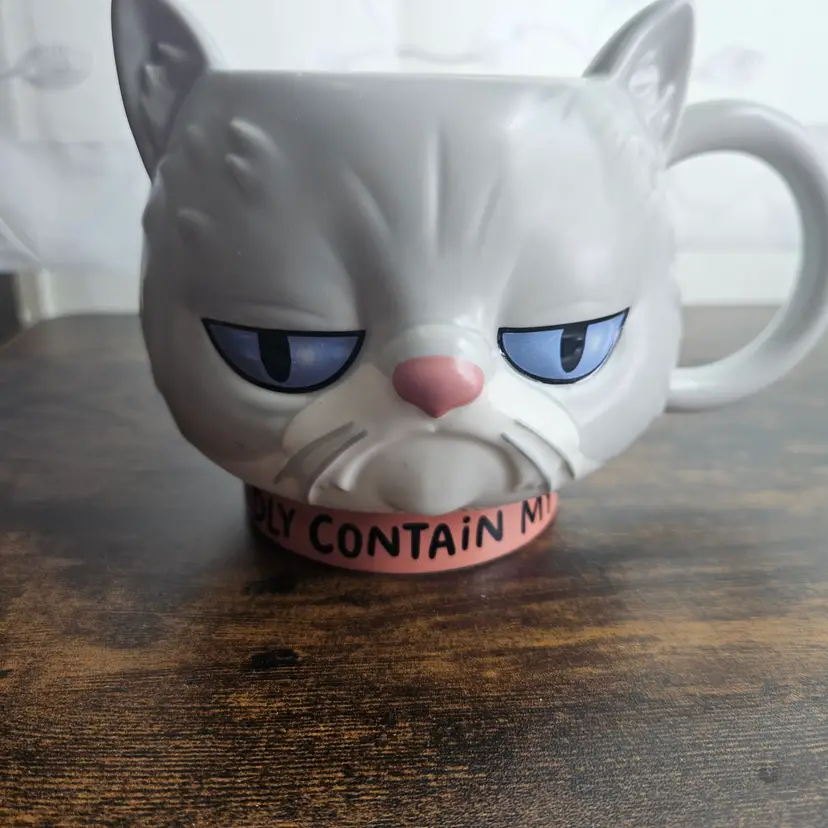 Hallmark Shoebox Sculpted Cat Mug "I Can Hardly Contain My Excitement" Coffee