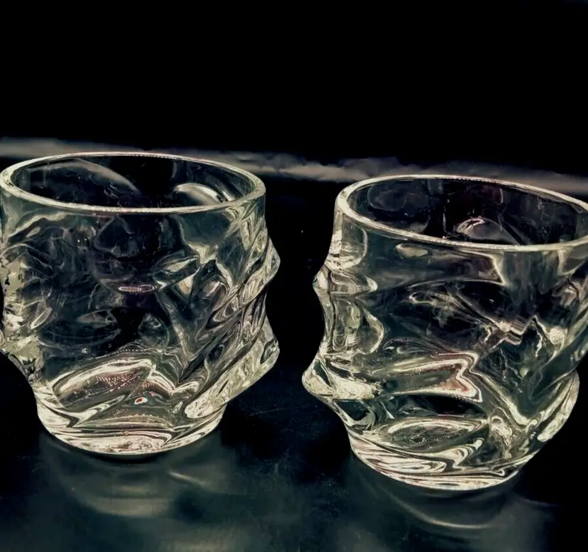 Set of 2 Eichholtz Gatsby Classic Crystal Whiskey Glasses 10oz 3-1/2” Tall
