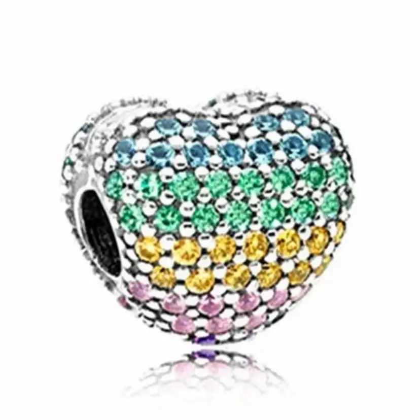 Multi Color Crystal Rainbow Heart European Charm - Collectible Limited Edition