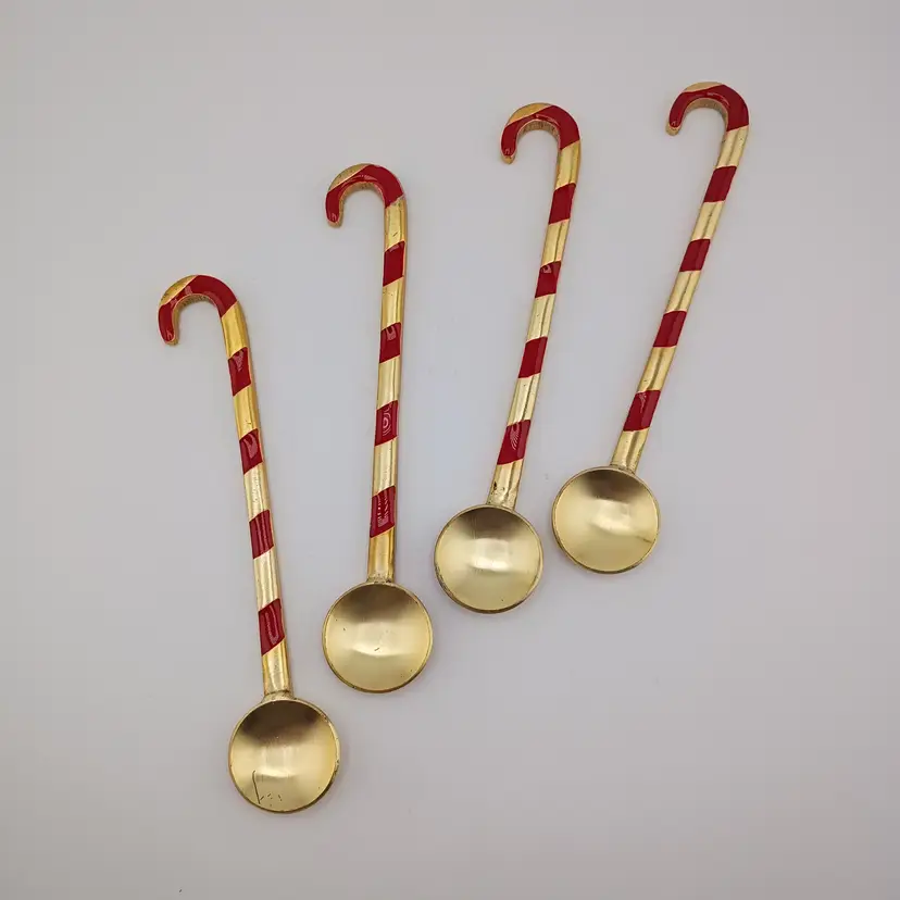 Set of Anthropologie candy cane cocoa spoons