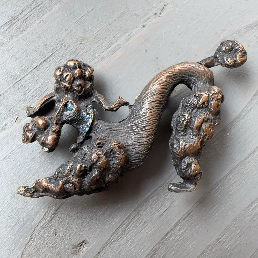 Poodle Brooch With Rhinestone Accents
