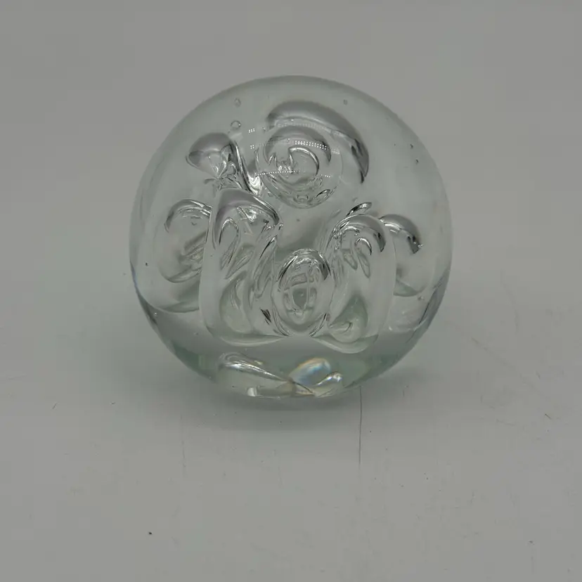Vintage Clear Glass Rollin Karg Art Glass Paperweight