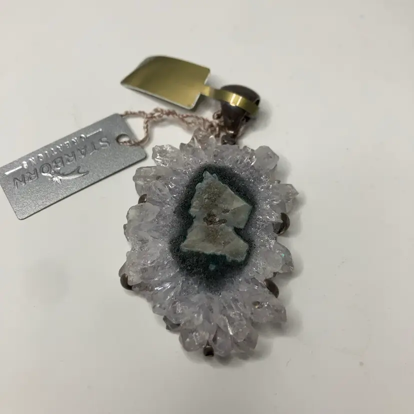 Sterling Silver Amethyst Stalactite Flower Pendant made by Starborn Creations! 2 1/2” Drop!