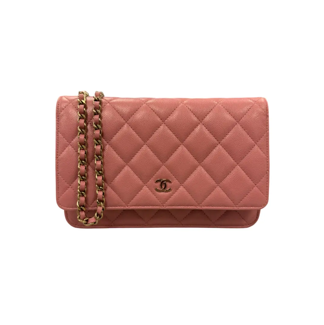 Chanel Pink Caviar Wallet On Chain