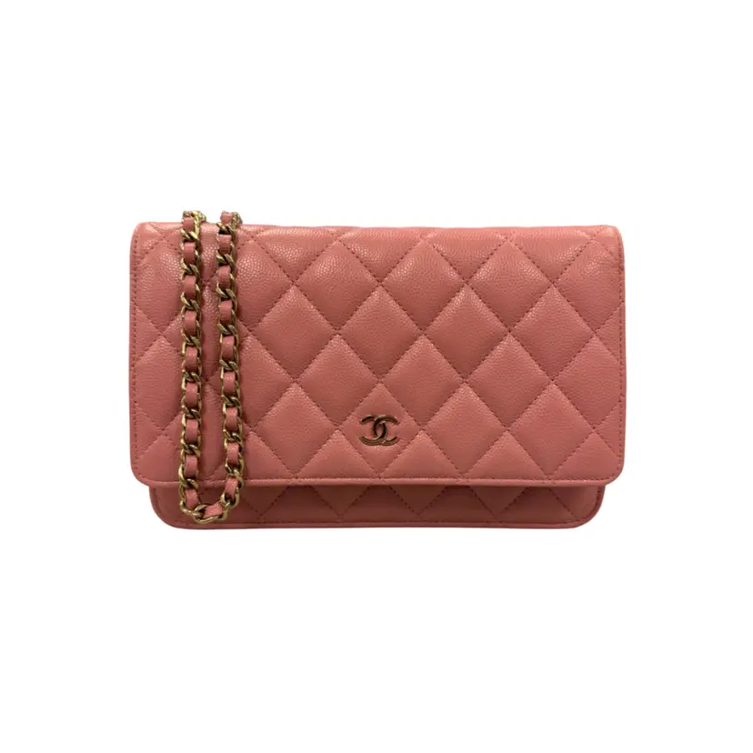 Chanel Pink Caviar Wallet On Chain