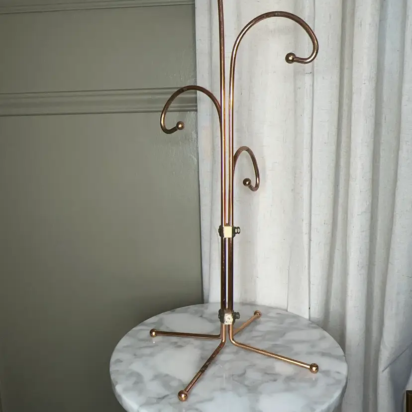 🔔 MCM Copper Plated 4 Arm Folding Mug Tree/display Stand 16”