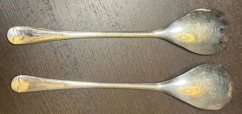 VTG Silver-plated Salad Servers Fork and Spoon Sheffield England