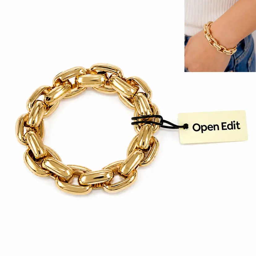 Nordstrom Open Edit Gold Chunky Bracelet Stretch New Gift