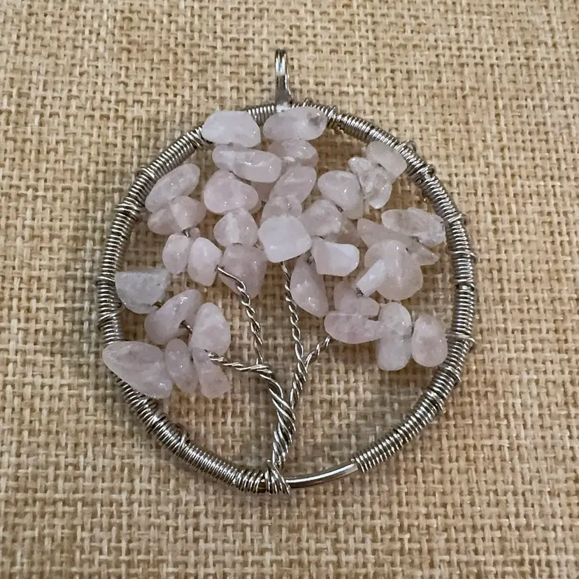 Wire Wrapped Tree With Rose Quartz Chips