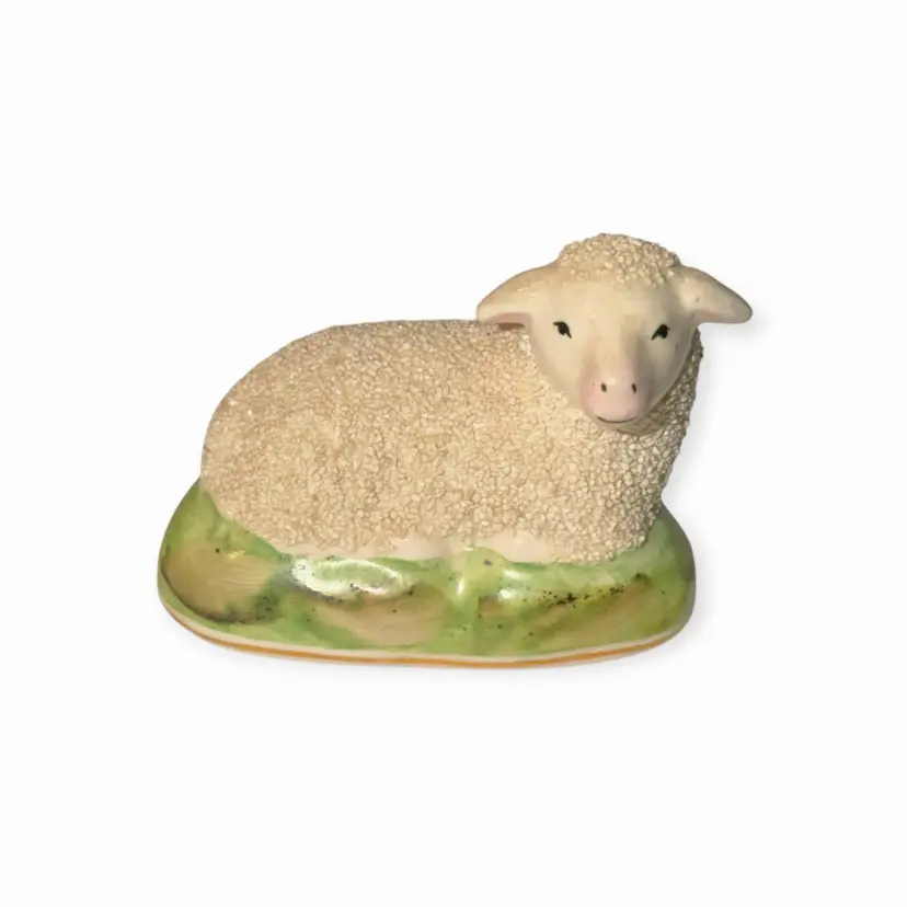 Antique Staffordshire Pottery Lamb Figurine Sheep