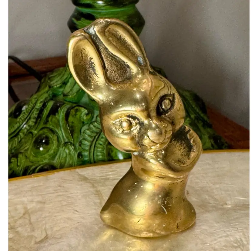 😻 Vintage Brass Bunny Rabbit Figurine – 3.75” Tall