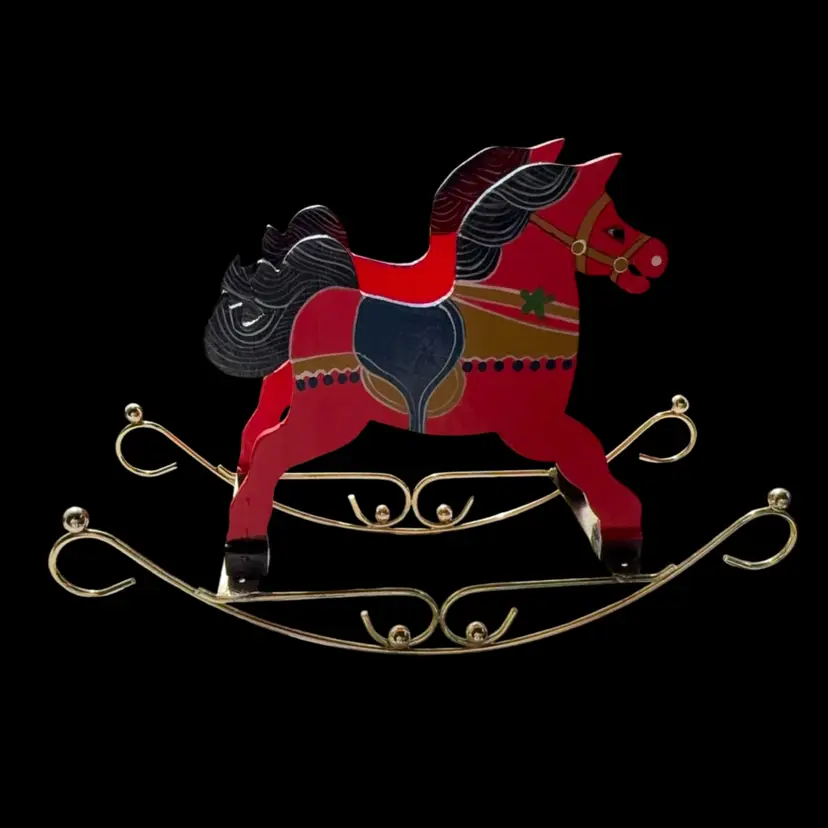 Vintage Hand-Painted Wooden Rocking Horse
