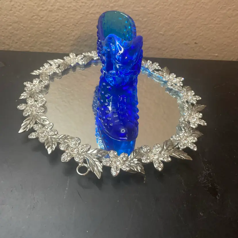 Fenton Hobnail Cobalt Blue Shoe Trinket Holder