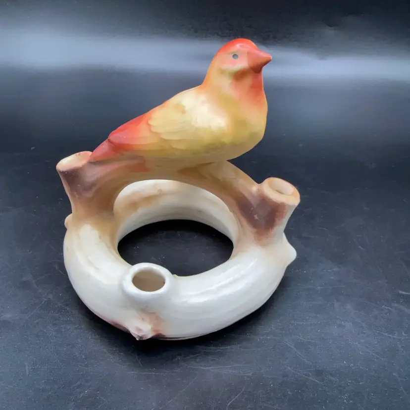 Vintage Czech Bird Flower Frog