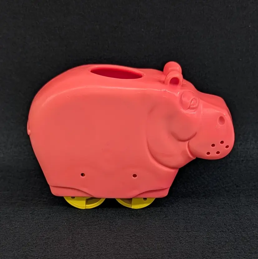 Vintage Fisher-Price Pink Henry Hippo Rolling Bath Toy Floats & Pours #625 1977