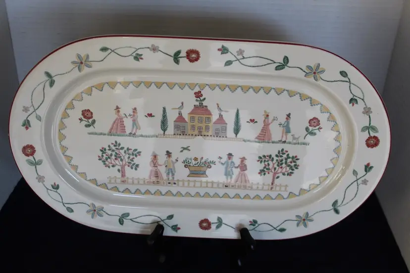 Vintage Villeroy & Boch American Sampler Oval Platter Luxemborg Country Core 16"