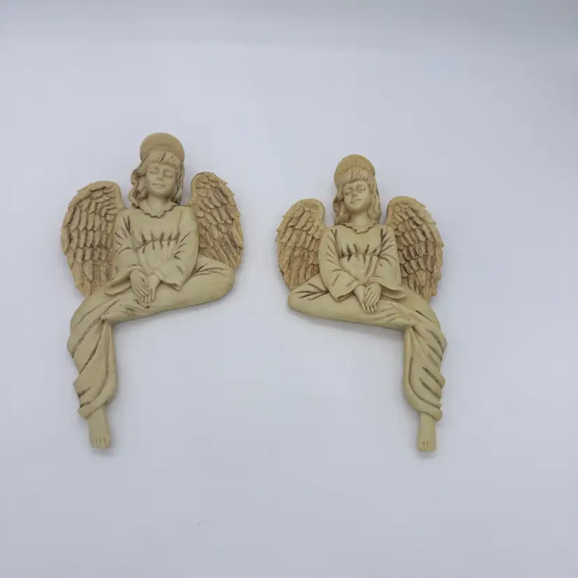 Vintage MCM Victorian Style Cherub Angels Wall Accent Pair Of 2