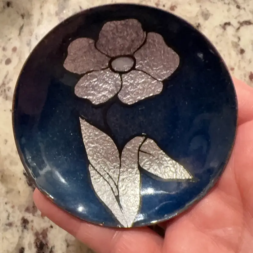 Enamel on copper trinket dish