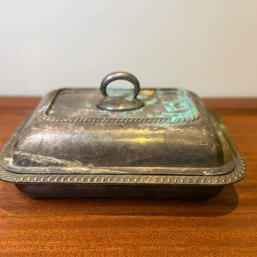 GKC Co. Silverplate Covered Serving Dish – Heavy Patina