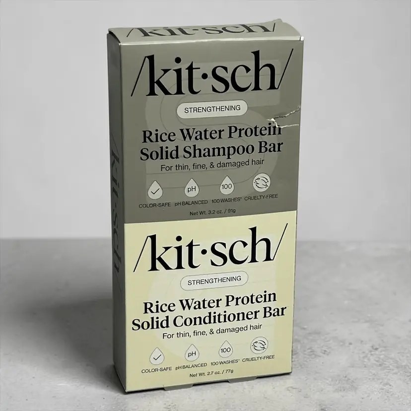 Kitsch Strengtheing Rice Water Protein Bars Shampoo & Conditioner Thin/Fine/Dmg