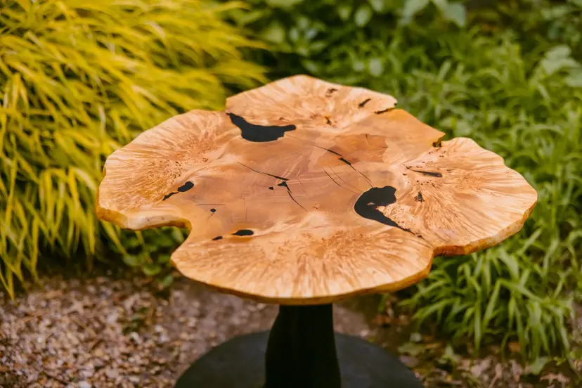 Maple Burl And Epoxy Side Tables