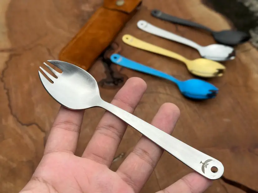 ANY NAME Engraved ON our Owltown Brand Anodized Spork with Gift Pouch