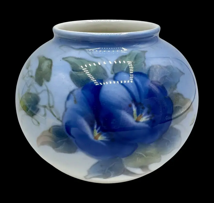 Royal Copenhagen Denmark Porcelain Vase Blue Morning Glory Floral # 790 2390