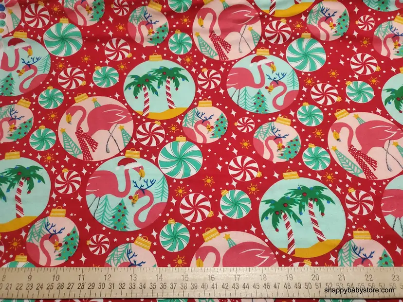 Tropical Ornaments Flannel Fabric Remnant - 100% Cotton - Choose Size - Soft Craft & Quilting Fabric