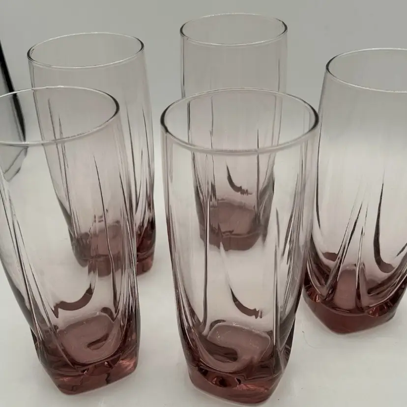 Set of 5 Vintage Libbey IMPERIAL PLUM PINK Coolers Tumblers Glasses Drinkware