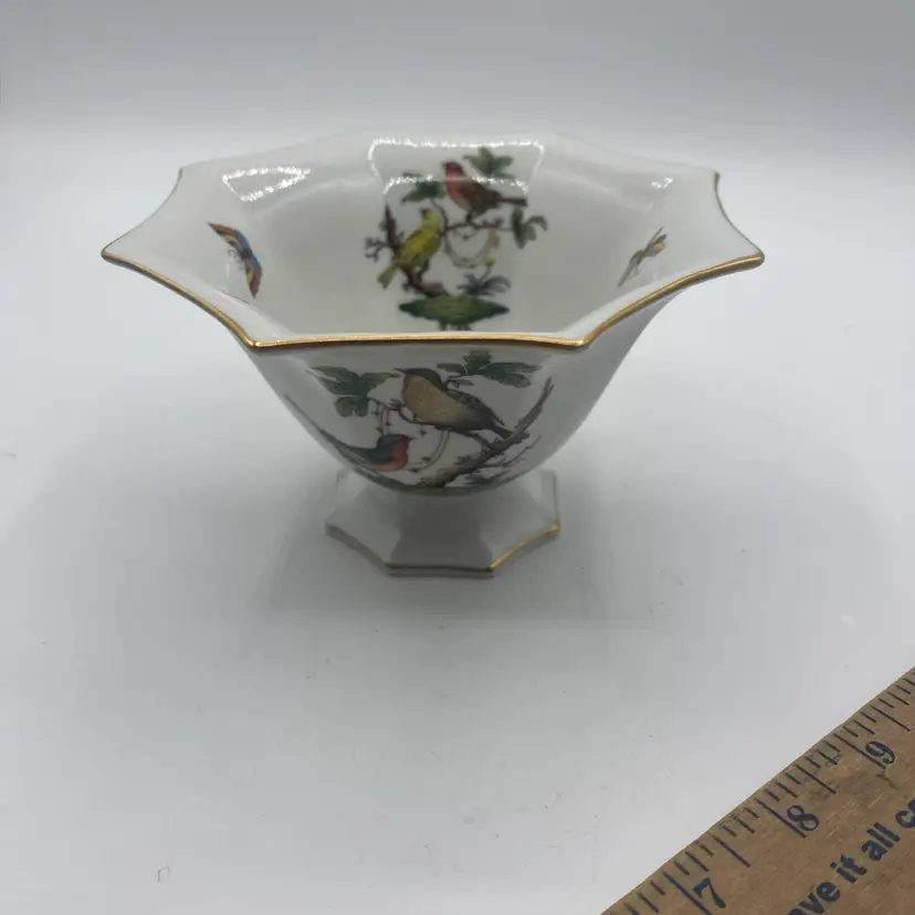 Herend Rothschild Bird small flared dish  Hand Painted Gorgeous 6 X 3.5”