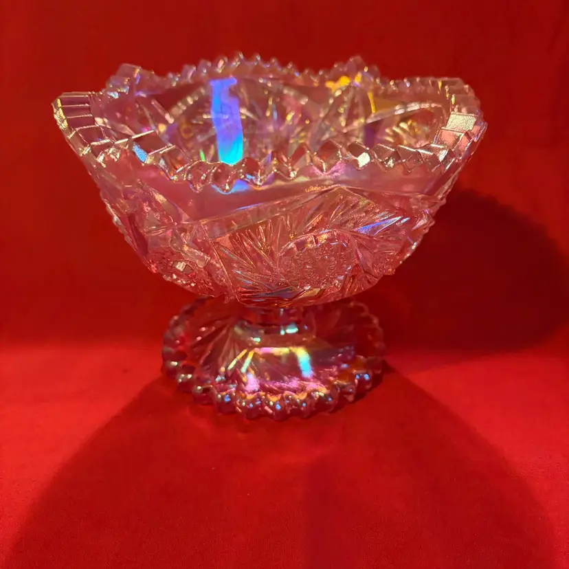 22. VTG LE Smith “Whirling Star” Pink Iridescent Compote