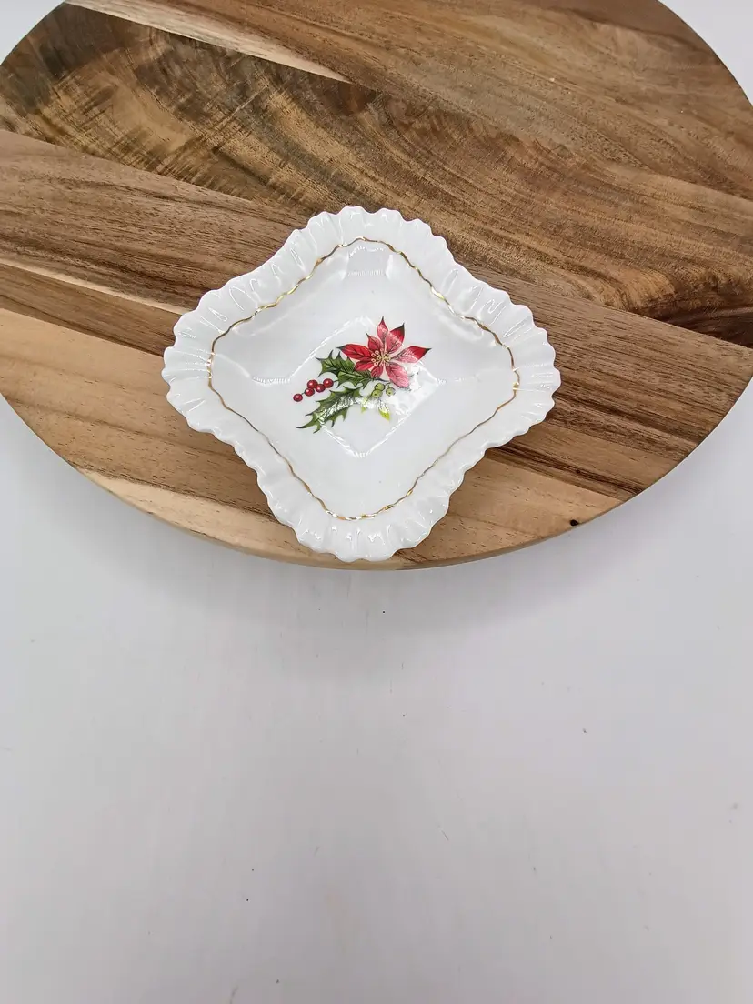 Royal Adderley Poinsettia Pattern Bone China England Trinket Dish