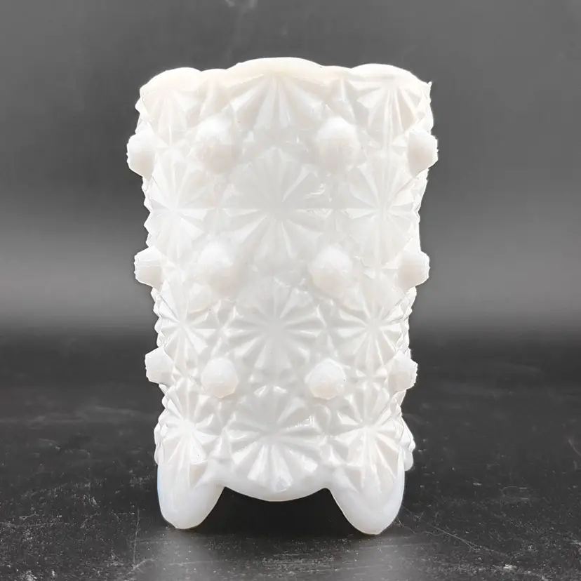 LG Wright daisy and button milk glass toothpick holder