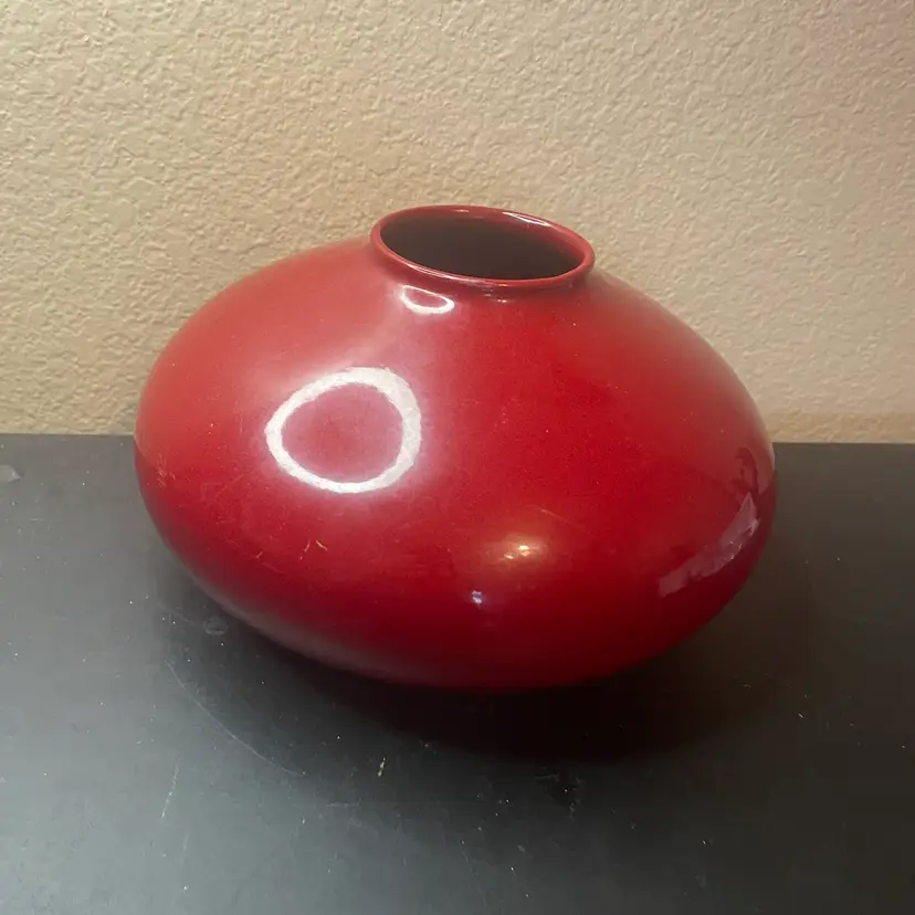 VTG Scheurich Amano Oxblood Red UFO Vase (Model 629-13) from West Germany