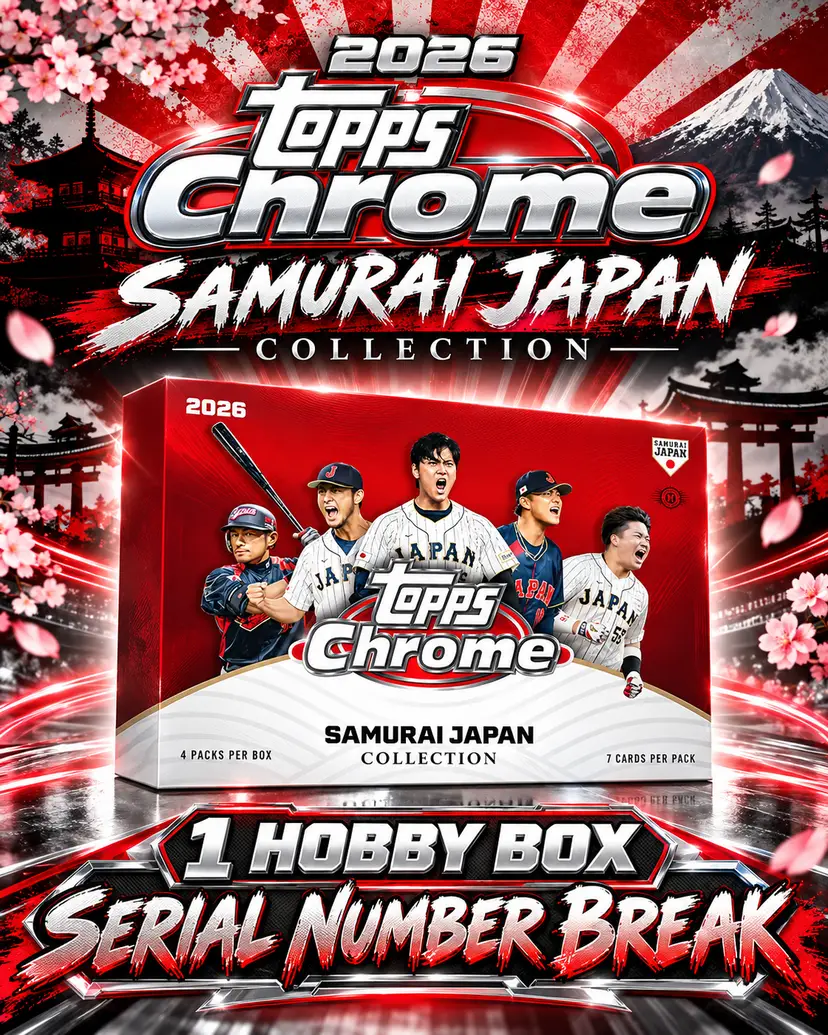 ZB 26402: 2026 Topps Chrome Samurai Japan 1 Box Serial Number Stack Rip