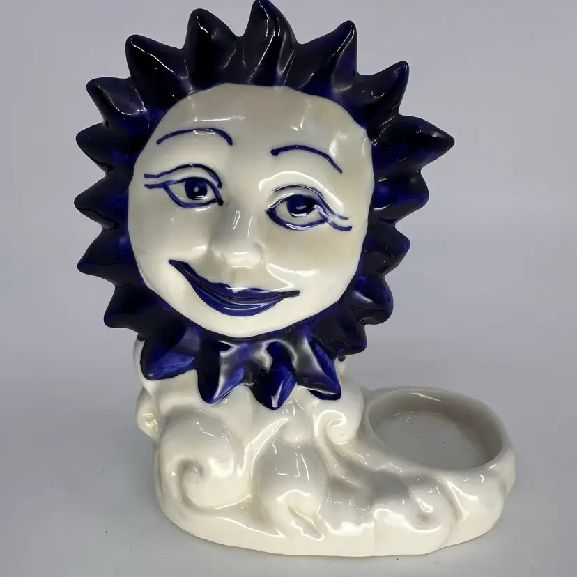 Celestial Blue & White Sun Face Trinket Or Tea Light Holder