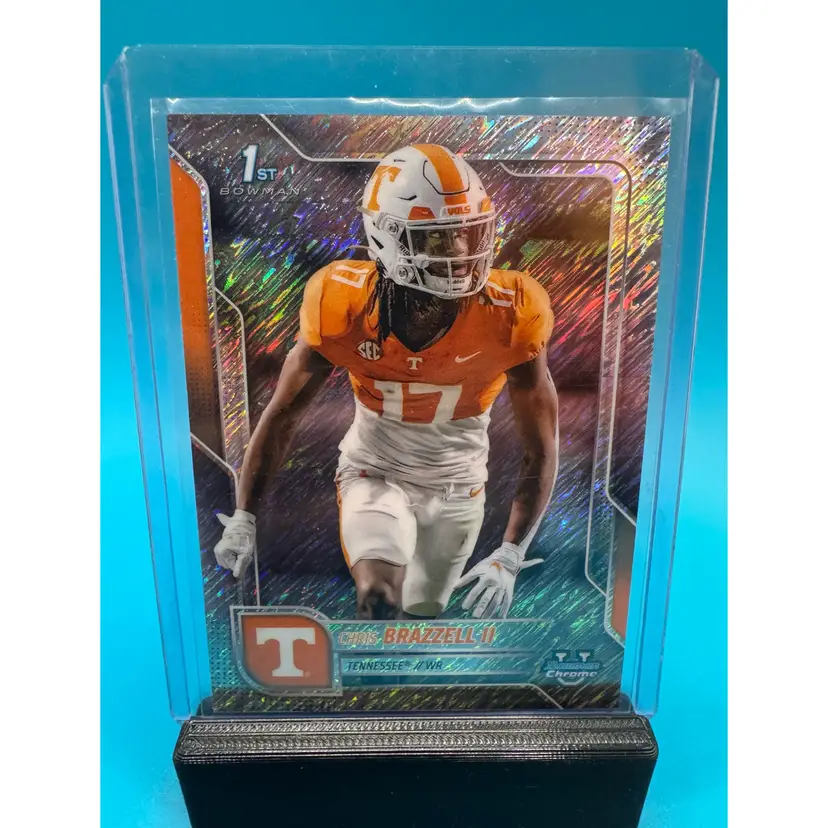 Chris Brazell 1st Bowman Chrome U Shimmer Refractor Tennessee Volunteers and Carolina Panthers
