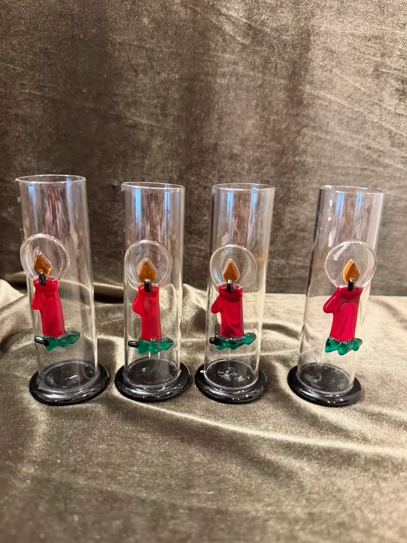 Vintage Murano Glass Style Candleholders Set Of 4