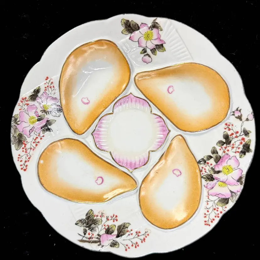 Antique Nippon Morimura Oyster Plate Pink Floral Gold 8.5" c1911-1921 A1265