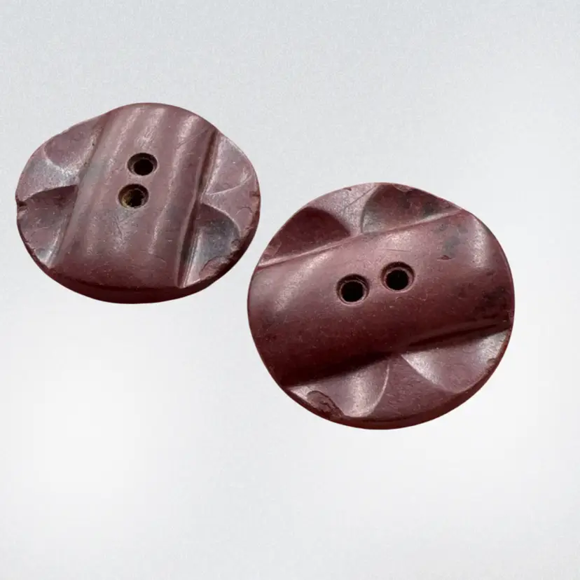 Rust And Black Bakelite Set Of Two Buttons