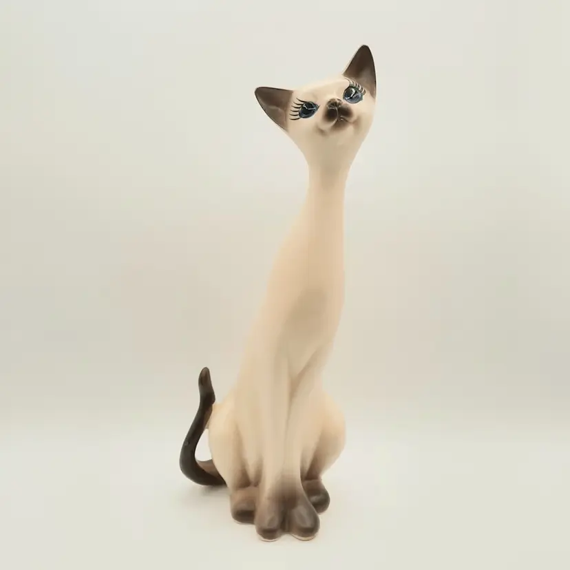Vintage Napcoware MCM Siamese Cat Figurine Blue Eyes Eyelashes