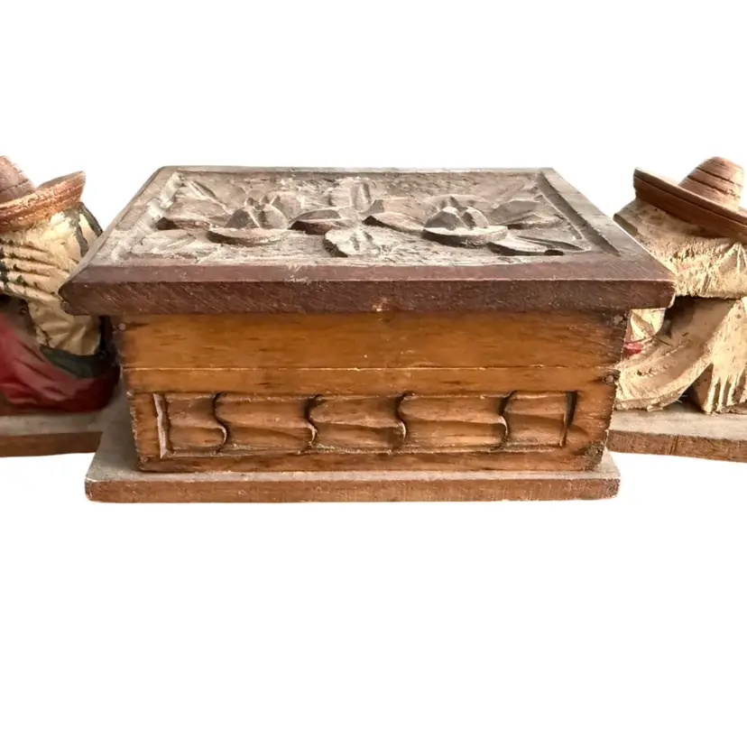 Mexican Hand Carved Trinket Box