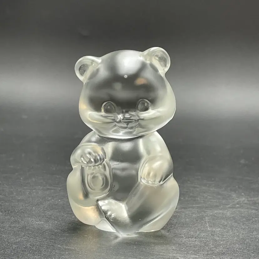 Fenton Crystal Velvet Bear Figurine Vintage Glass Glows