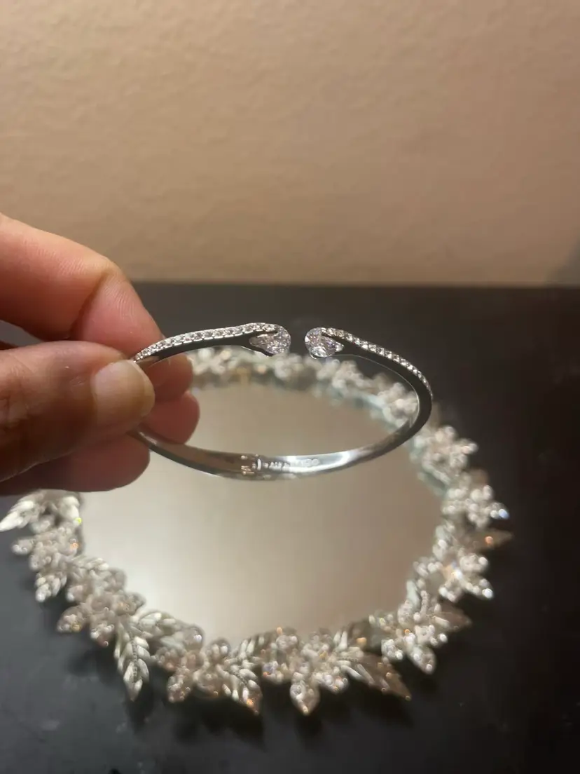 Stunning Givenchy CZ Expandable Silver tone Bracelet