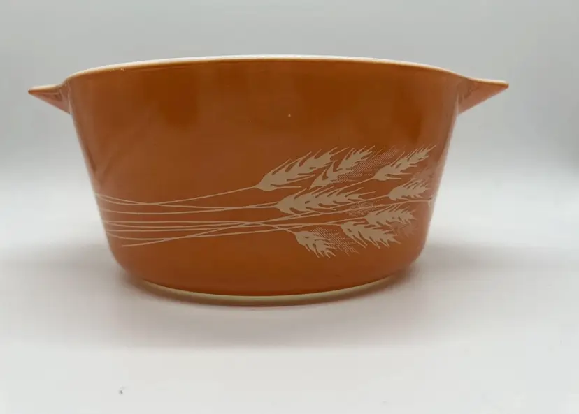 PYREX 474-B Autumn Harvest Wheat Vintage 1.5Ld Nesting Casserole Dish No Lid