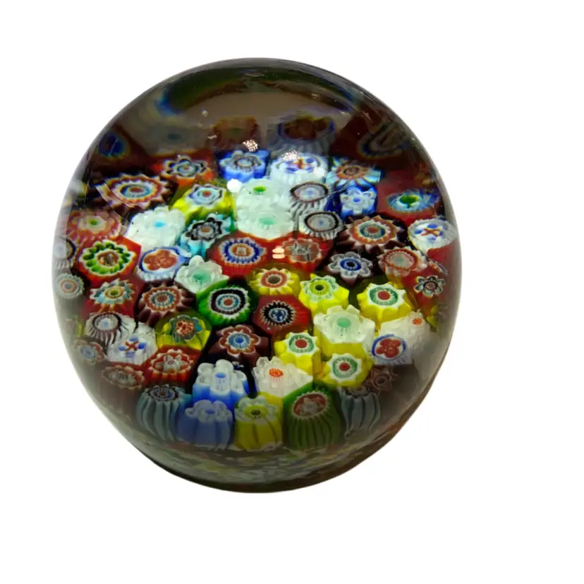 VTG Murano Millefiori Art Glass Cane Design Paperweight