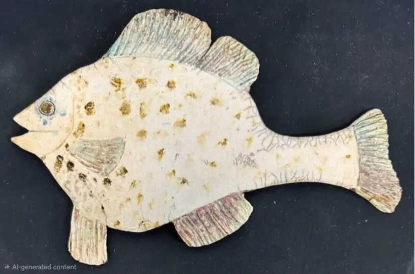 Handmade Glazed Ceramic Fish Wall Plaque, Signed "Madeleine" Dated Oct 8, 11" Vintage Decor by Murphy English Pottery 35+ old”
